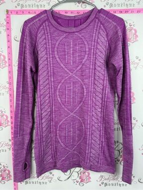 lululemon athletica shirt rare Purple Cable-Knit Long Sleeve Tee